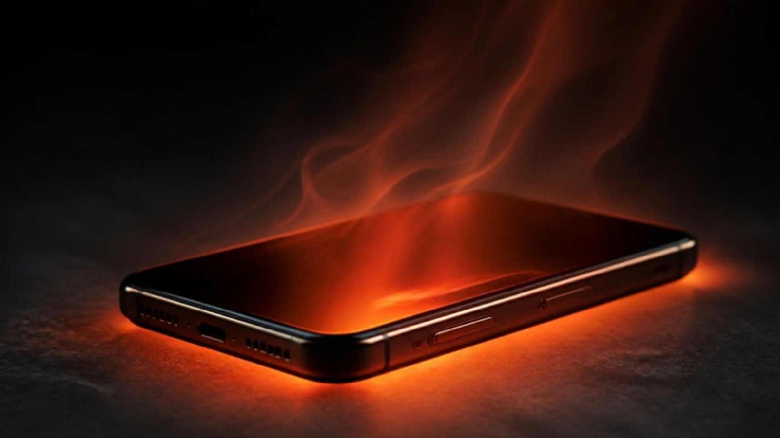 Überhitztes Smartphone mit Hitzeschleier